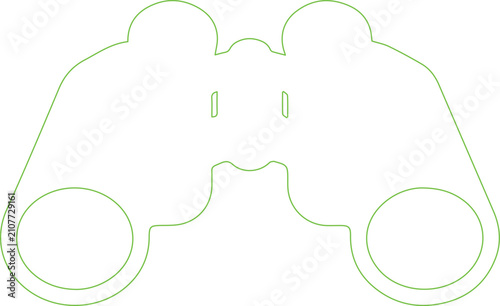 Minimalist binoculars line icon vector, green outline optical equipment for birdwatching and scouting, simple travel and exploration symbol