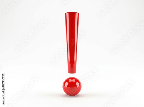 Glossy Red Exclamation Mark 3D Symbol