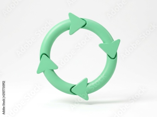 3D Mint Green Refresh Loop Arrows on White Background