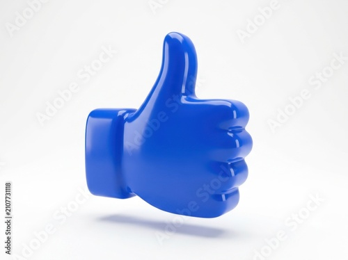 Glossy Cobalt Blue Thumbs-Up Icon 3D Symbol