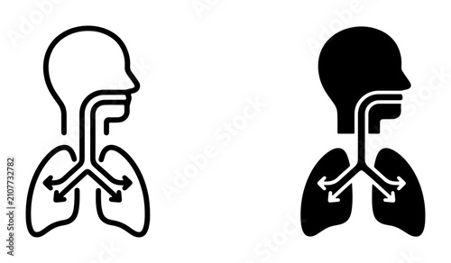 Foto Human Respiratory System Icons, Lung Anatomy Vector Graphics, Breathing Process