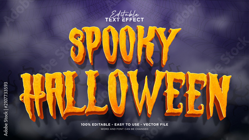 Halloween 3d editable text effect, spooky 3d premium vector