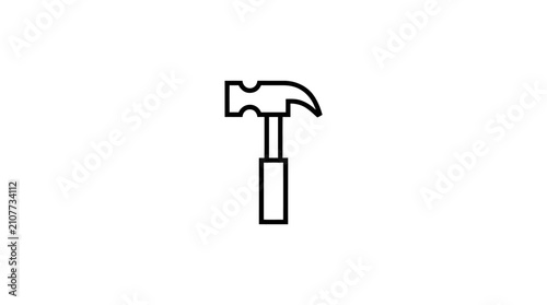Steel hammer tool line icon vector