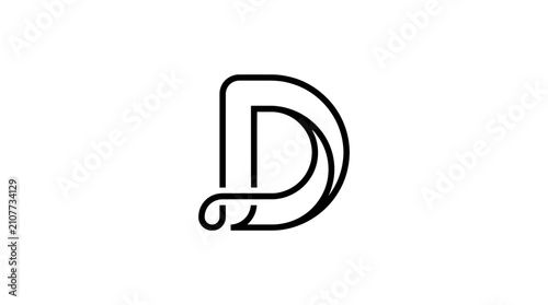 Stylized cursive letter D monogram logo design.