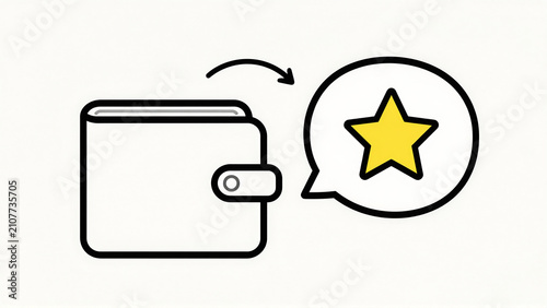 Wallet Connected To A Yellow Star Icon Representing Financial Rewards And Premium Digital Payment