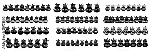 Kalash holy pot borders for diwali and indian festivals in traditional style