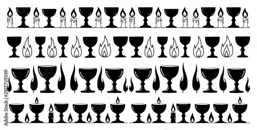 Photos Liturgic goblet and candle patterns for christian church decoration in silhouett