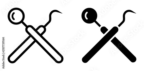 Fotografi Dental Tools Icons, Dentist Instruments Set, Oral Hygiene Healthcare Symbols, Me
