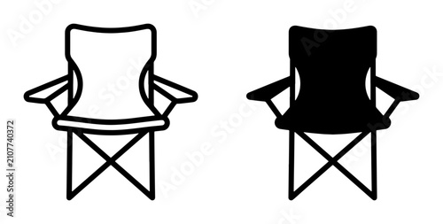 Photos Camping Chair Icons, Outdoor Seating Vector Graphics, Foldable Furniture Symbols