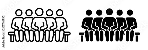 Group of people icons, waiting line illustration, queue symbols, community icons, social gathering vector set, diverse crowd representation, public space icons