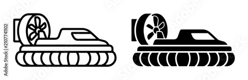 Foto Hovercraft Icons, Air Cushion Vehicle Vector Graphics, Amphibious Transport Symb