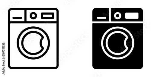 Bild auf Leinwand Washing Machine Icons, Laundry Appliance Vector Graphics, Modern Household Equip