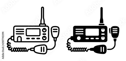 Schilderij op canvas Two-Way Radio Icons, Communication Device Vector Graphics, Two-Way Radio Set, Ha