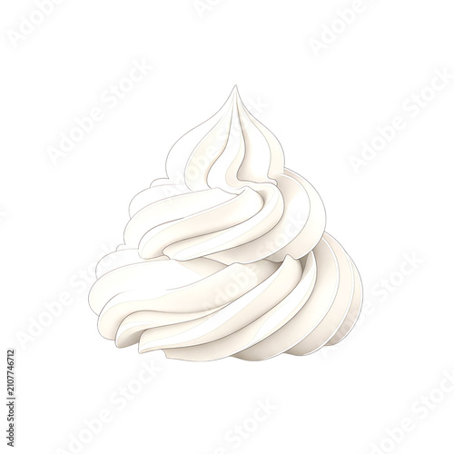 Whipped cream swirl dessert topping as transparent