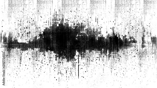 Abstract halftone soundwave pattern on white background. Abstract grunge audio frequency waveform background