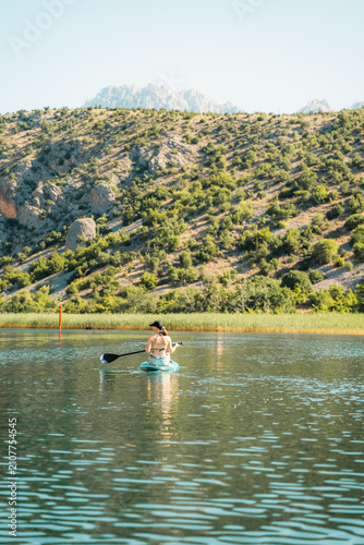 View of the Zrmanja River Canyon in Croatia, with adventurously raft the rivers on a kayak or paddleboard