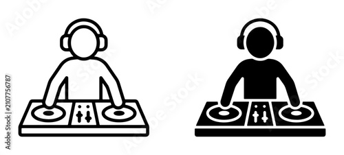 фотографія DJ Icon Set, Music Mixer, Turntable Player, Headphones, Entertainment, Party, Pe