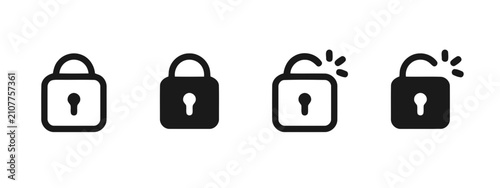 Lock security privacy status icons with security protection collection interface password authentication encryption permission confidential authorization safeguard business information