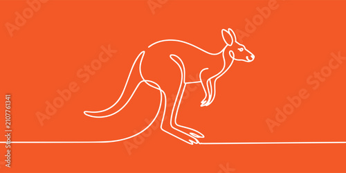 Kangaroo Continuous Line Art Illustration