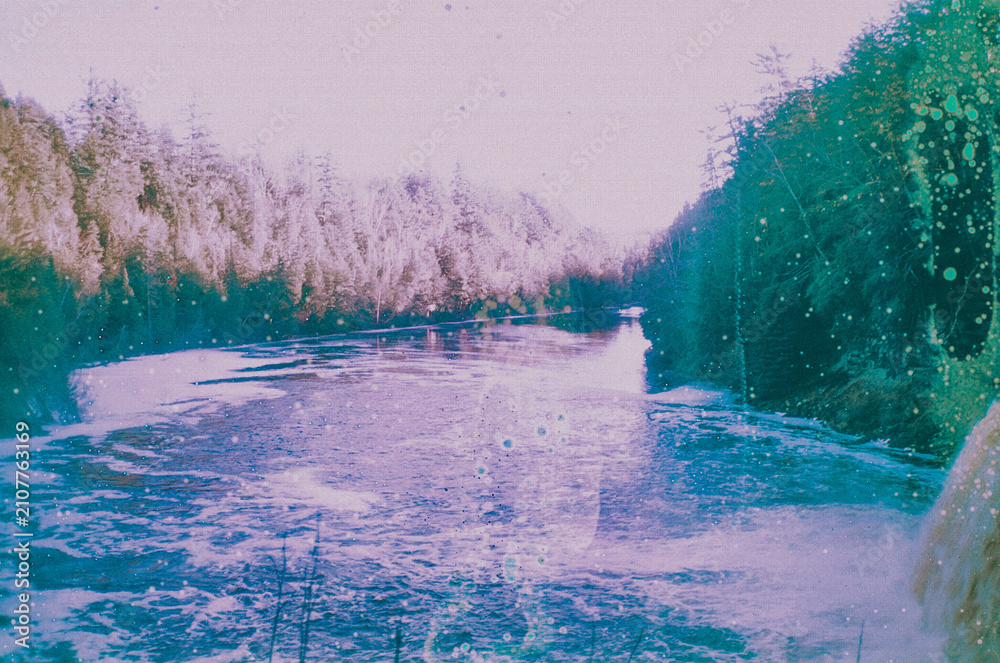 Obraz premium Surreal river landscape with trees
