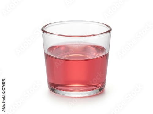 Glossy Rose-Pink Syrup in Clear Medicine Measuring Cup