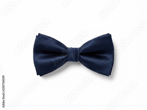 Navy Silk Bow Tie Pre-Tied on White Background