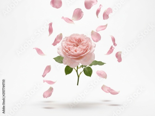 Close-Up Blush Pink Ranunculus Flower with Green Center