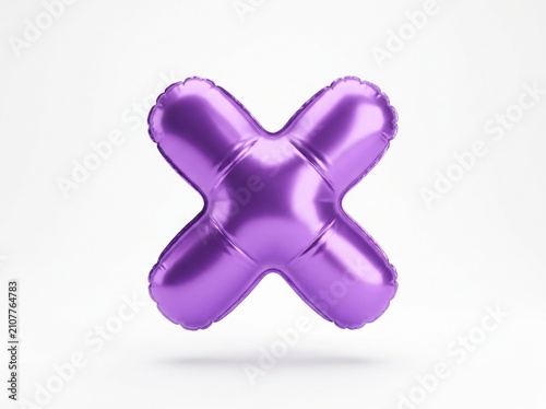 Playful Puffy Purple Mylar Balloon X Symbol