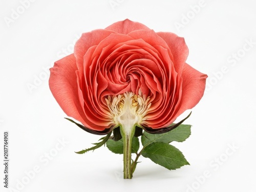 Cross-Section of a Rose with Coral Petal Layers