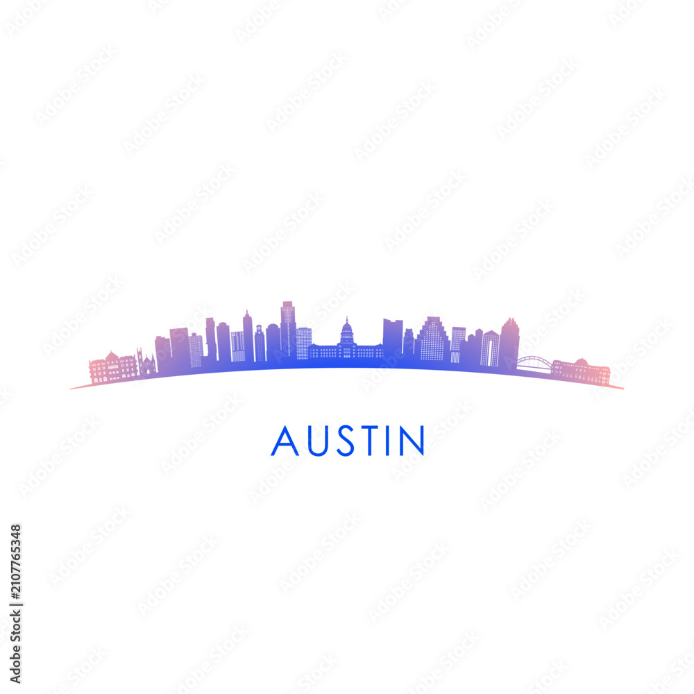 Obraz premium Austin skyline silhouette. Vector design colorful illustration