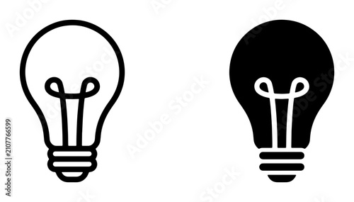 Quadro su tela Simple Light Bulb Icons, Idea Symbol Vector Graphics, Innovation Concept Design,