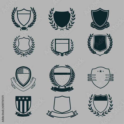shields and laurel wreaths