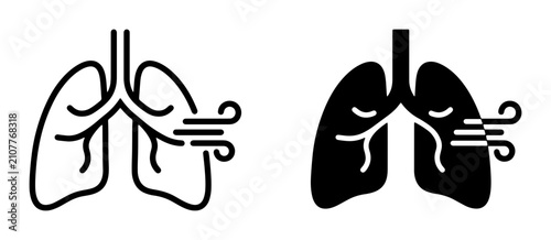 Quadro su tela Lungs Breathing Icon Set, Respiratory System Vector Graphics, Airflow and Respir