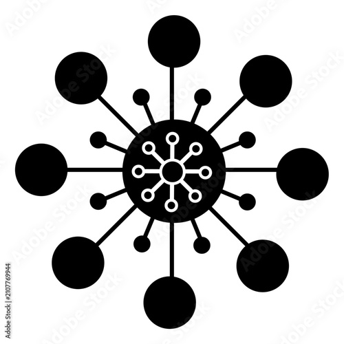 Network Hub with Connected Nodes Icon