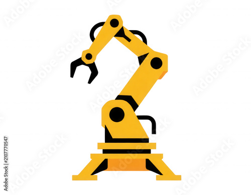 Yellow Robotic Arm Isolated Transparent Background