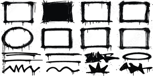 Schilderij op canvas Rough graffiti frames and artistic spray paint elements with graffiti elements s