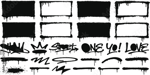 Картината върху платно Urban street graffiti spray paint text tags and frames with hand drawn graffiti