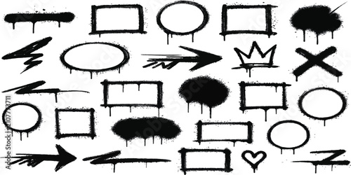 Cuadro en lienzo Urban graffiti element set with spray painted shapes and arrows graffiti element