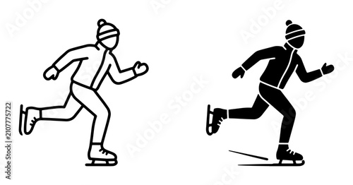 Foto Ice Skating Icons, Winter Sport Silhouette, Figure Skater Vector Graphics, Cold