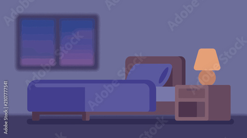 Tableau sur toile Soft Focus View of Minimalist Bedroom at Dusk