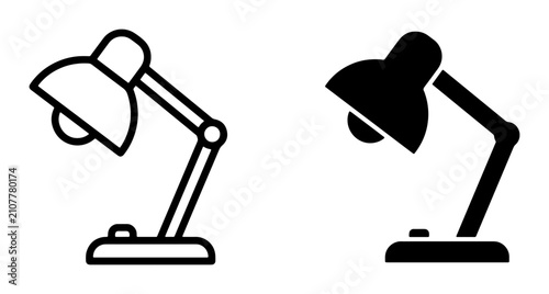 Foto Adjustable Desk Lamp Icons, Modern Study Light Vector Graphics, Minimalist Offic