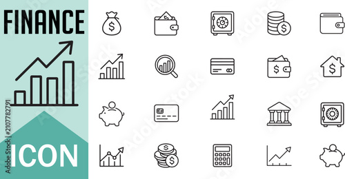 Finance icon collection for business banking and commerce