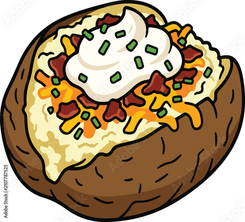 Loaded Baked Potato Vector Illustration