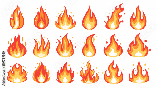 Tableau sur toile Fire Flame Illustrations A Collection Of Vector Graphics With Warm Yellow And Or
