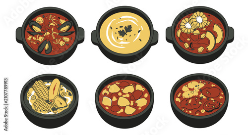 Foto Vibrant and appetizing vector illustration of a healthy food bowl with fresh vegetables and nutritious ingredients, isolated on white for culinary and restaurant menu design