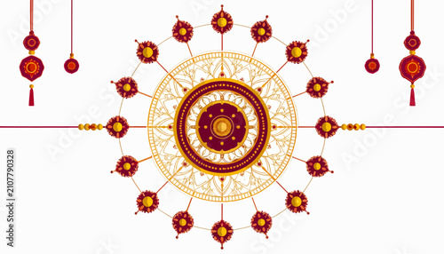 Decorative golden rakhi mandala for raksha bandhan festival