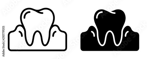 Bild auf Leinwand Dental Health Icons, Tooth and Gum Line Vector Graphics, Oral Hygiene Symbols, D