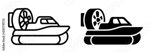 Cuadro en lienzo Hovercraft Icons, Air Cushion Vehicle Vector Graphics, Amphibious Transport Symb