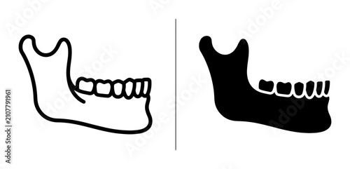 Foto Human Jawbone Anatomy Vector Icons, Dental Health and Medical Illustration, Silh