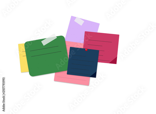 Photography Group of sticky notes arranged on white backdrop with colorful stickers reminder